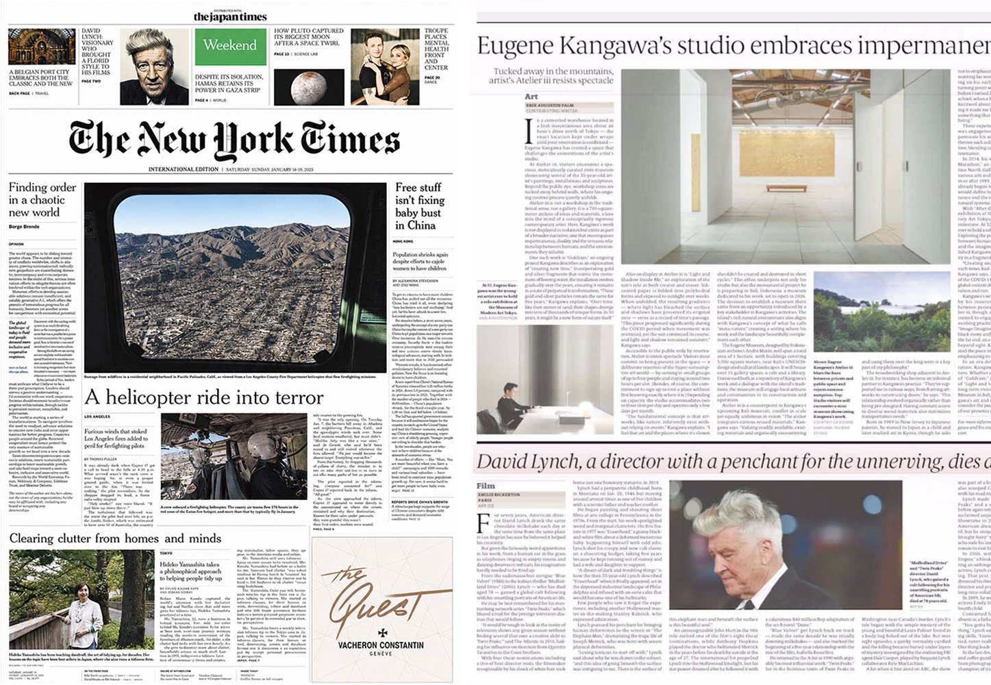 Print edition page of The New York Times International Weekly