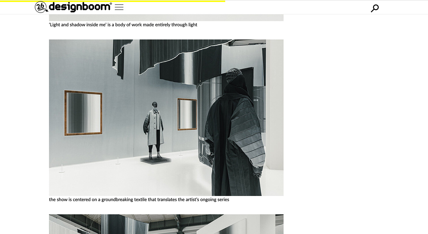 Installation view of the “Light and shadow inside me” series, a collaboration with A-POC ABLE ISSEY MIYAKE